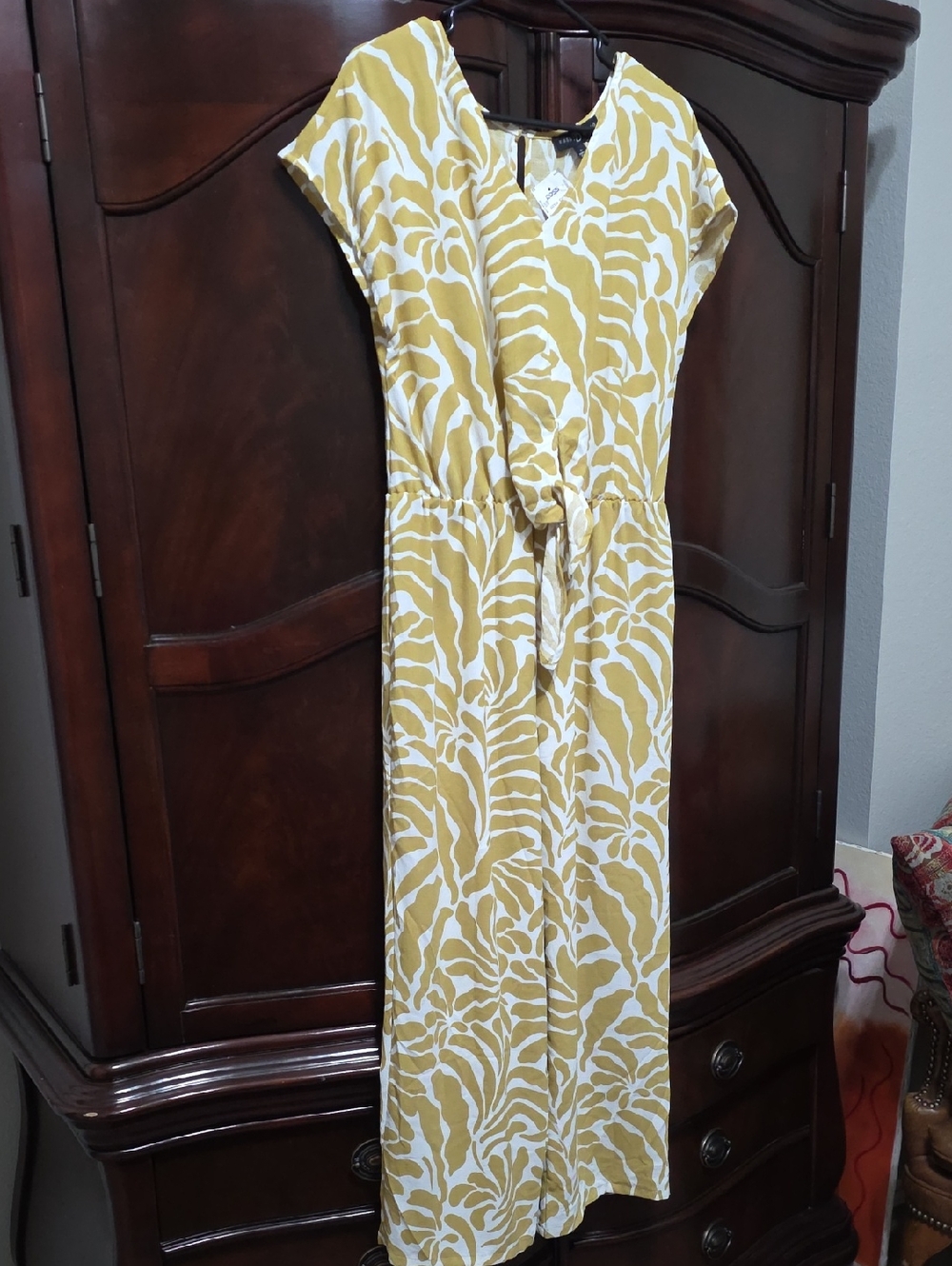 Fred Yellow and White Printed Sleeveless Romper